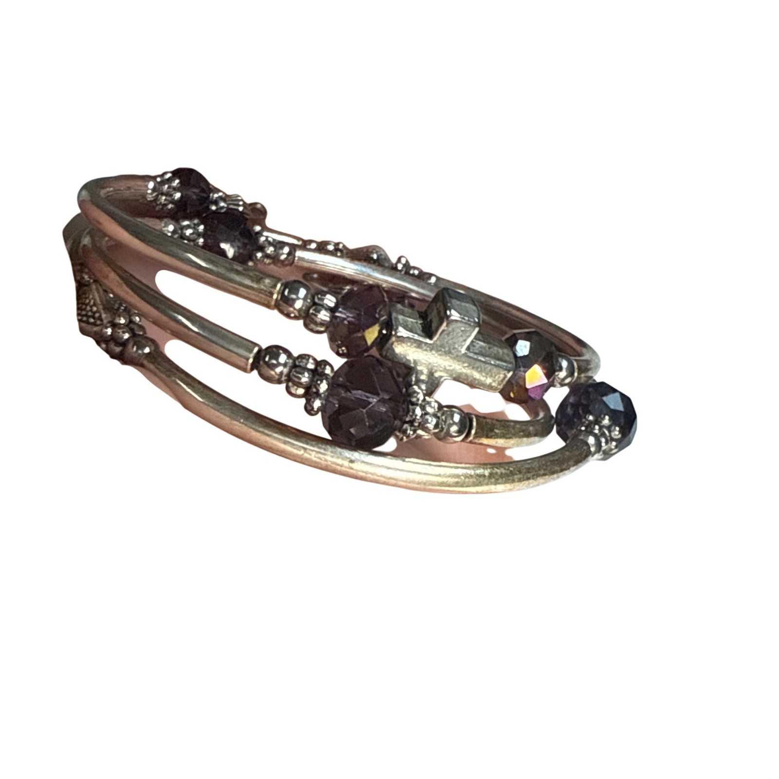 Cross Wrap Bangle Bracelets Adjustable Layered Fa… - image 9