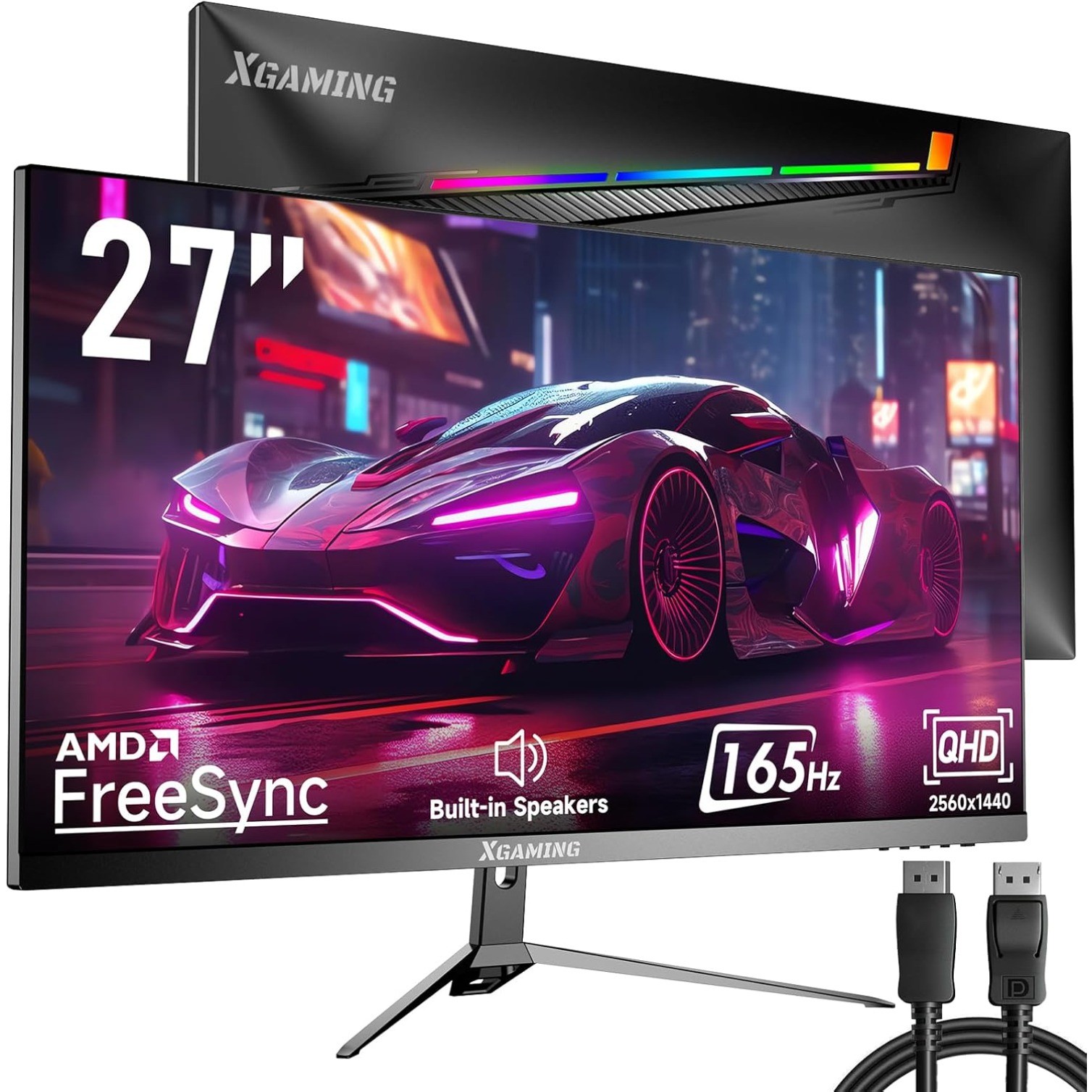 27 Inch 144Hz/165Hz QHD 1440p Computer Monitor LED with Rainbow Lights, 98% sRGB