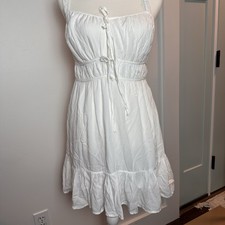 American Eagle Women’s Small White Cottagecore Sundress Tie Front Midi NWT