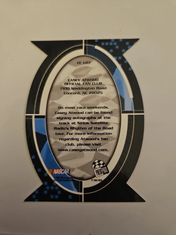 2002 Press Pass Optima Fan Favorite Casey Atwood Autographed #FF1 Trading Card - Image 3 of 4