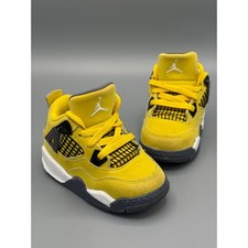 Jordan 4 Retro Lightning Yellow Black White Toddler Sneakers BQ7670-700 Size 6C