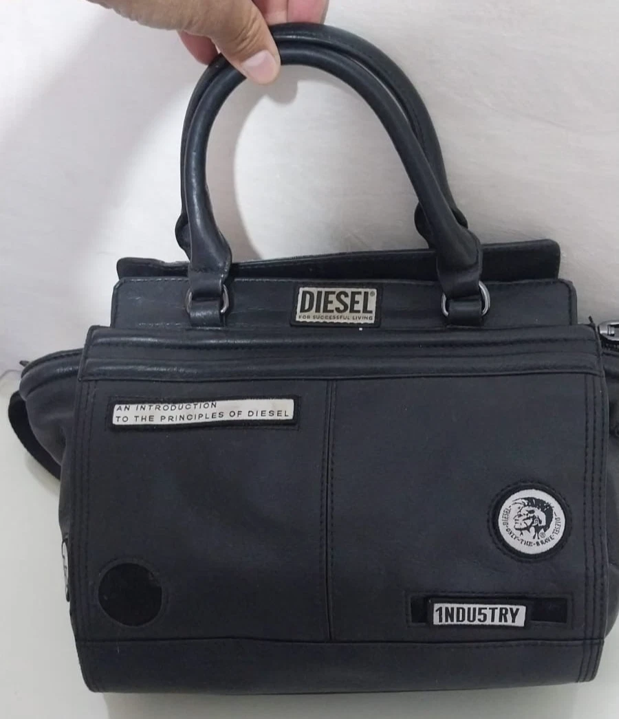 DIESEL 2WAY Tote Bag Black Y2K Archive Diesel Tote Bags for Women