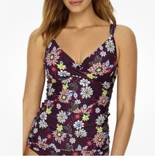 Anne Cole In Full Bloom Twist Front Tankini Top 34B/32C Multi Floral