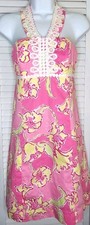 Lilly Pulitzer Isabel Lace Halter Shift Dress Pink Floral Short Lined  Size: 0