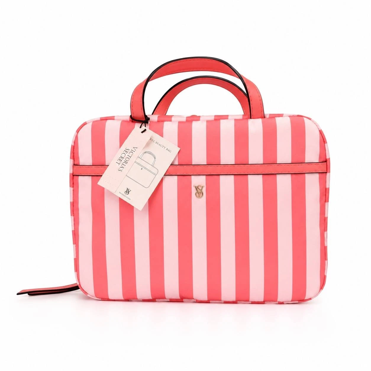 Victoria’s Secret Pink Stripe Travel Beauty Bag Hanging Cosmetic Organizer New