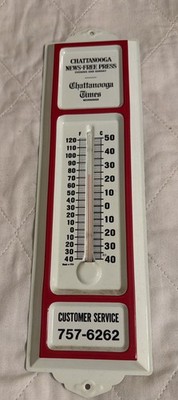 Vtg 1970s Chattanooga News-Free Press Times tin Metal 13'' Thermometer USA Made