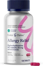 Foster & Thrive Diphenhydramine 25Mg Allergy/Relief for Seasonal Allergies Itch