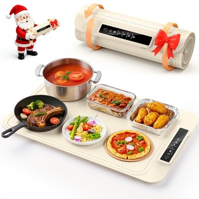 Electric Food Warming Mat Tray 4 Temps Timer Rollable Countertop Buffet Party