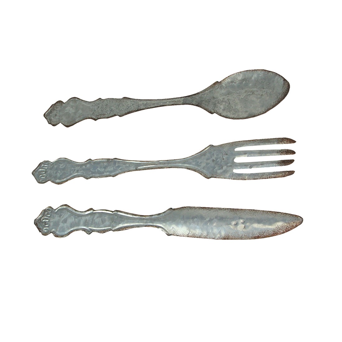 Giant Galvanized Metal Fork Spoon Knife Farmhouse Decor Kitchen Wall Hanging Set