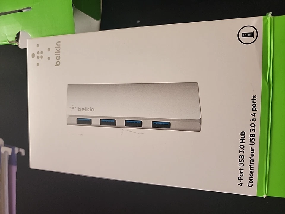 Belkin F4U073 4-Port USB 3.0 hub SuperSpeed Ports Mac devices only NEW Open Box  - Image 2 of 4
