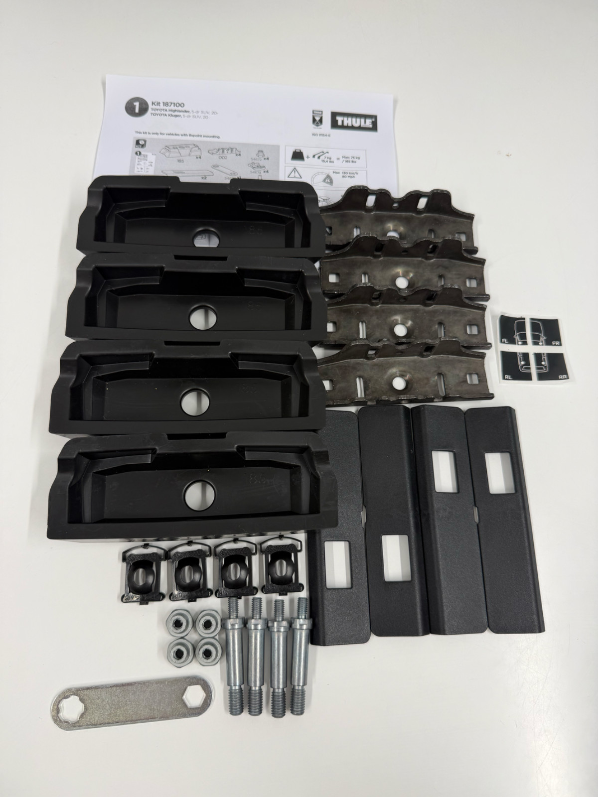 Thule Fitting Kit  7100 used no box fits TOYOTA Highlander 5-dr SUV, 20- + other