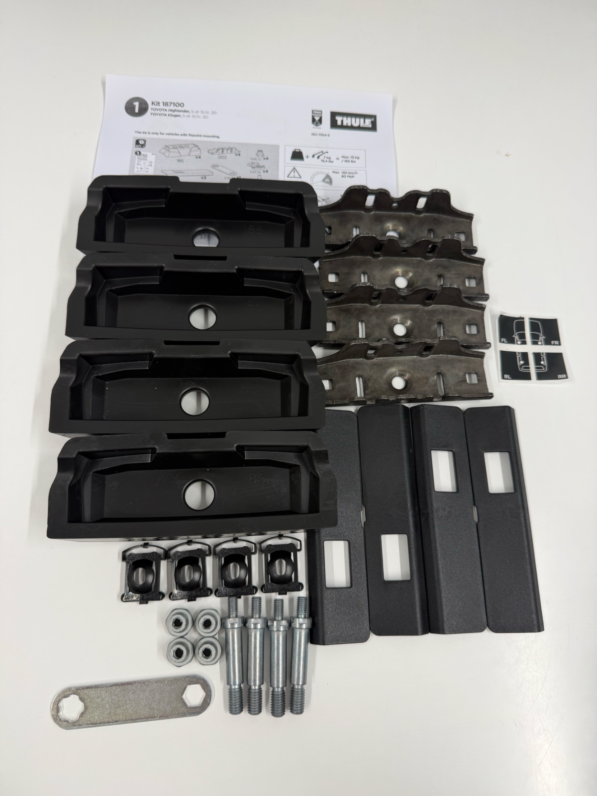 Thule Fitting Kit  7100 used no box fits TOYOTA Highlander 5-dr SUV, 20- + other