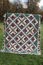Amish Heritage Log Cabin Quilt twin/full Homemade, Handcrafted, Machine quilted
