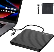 External USB-C USB 3.0 CD/DVD Drive Burner /-RW, Ultra-Slim Portable DVD Player