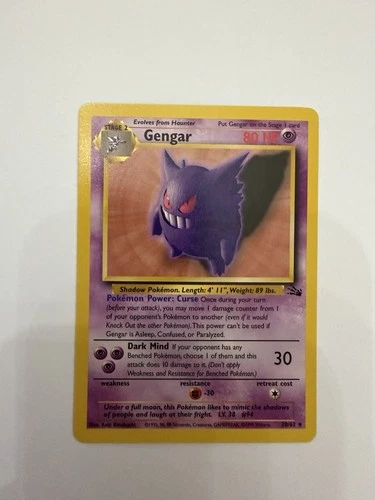 1999 Pokemon #20/62 Gengar (Fossil Set) Non Holo - NM Great Condition!! TCG