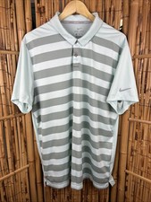 Nike Dri Fit Short Sleeve Striped Golf Polo Shirt Men's XL Light Green Gray