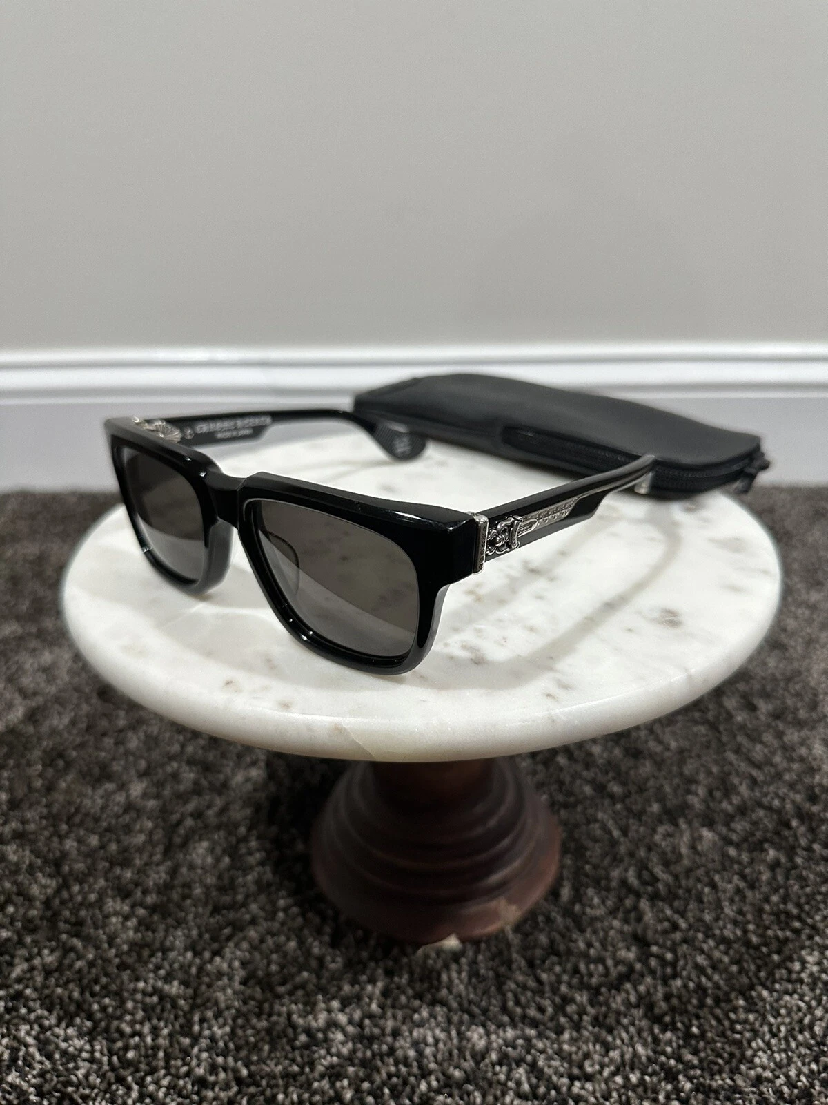 Chrome Hearts Box Officer Silver Dagger Black Sunglasses