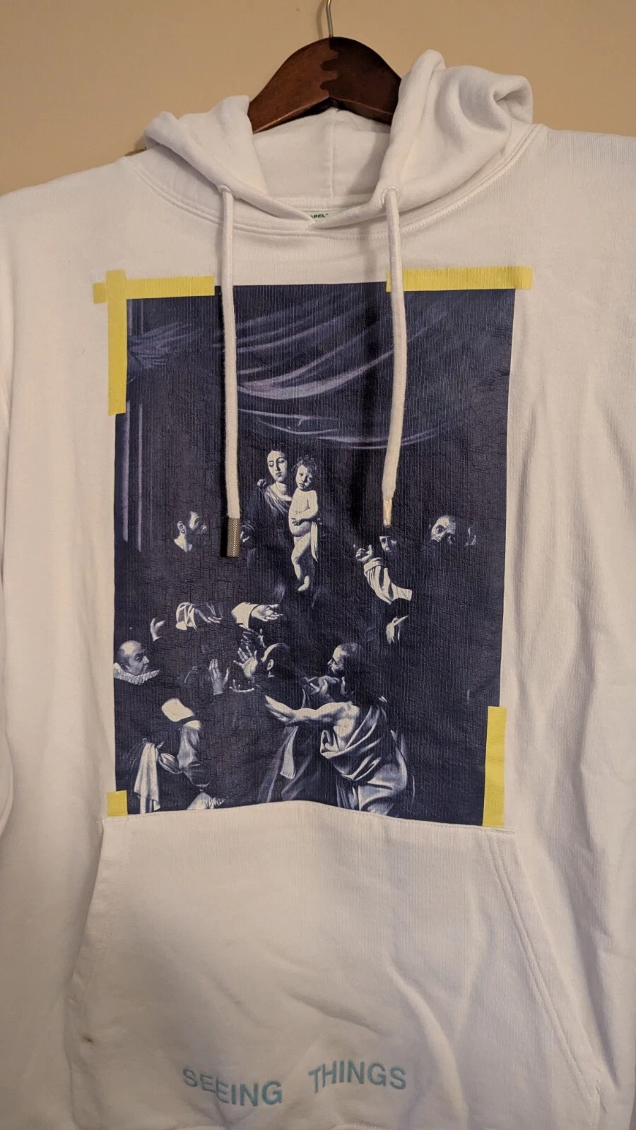 Felpa con cappuccio Off White x Virgil Abloh diagonale spazzolata Caravaggio taglia M *AUTENTICA*