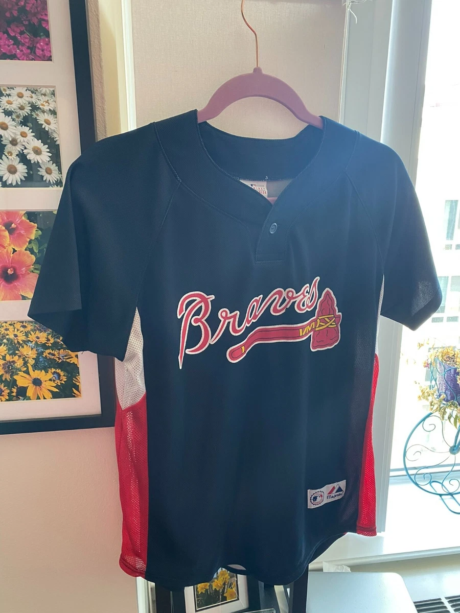 Retro MLB Atlanta Braves Majestic Size Adult Small/Youth XL Blue Baseball  Jersey