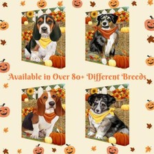 Fall Autumn Greeting Dog Cat Pet Lovers Canvas Wall Art D cor 24x36 In