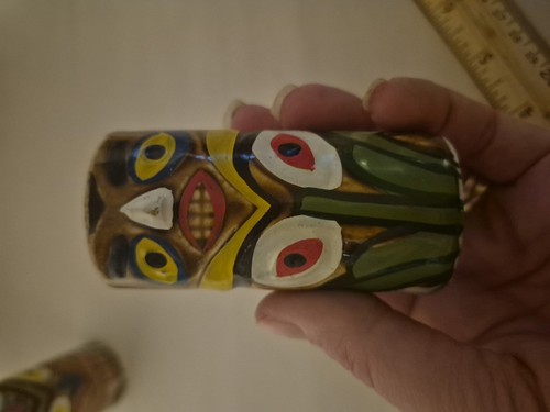 Vintage Tiki Totem Pole Salt and Pepper Shakers Ceramic Victoria Ceramics Japan - Picture 8 of 14