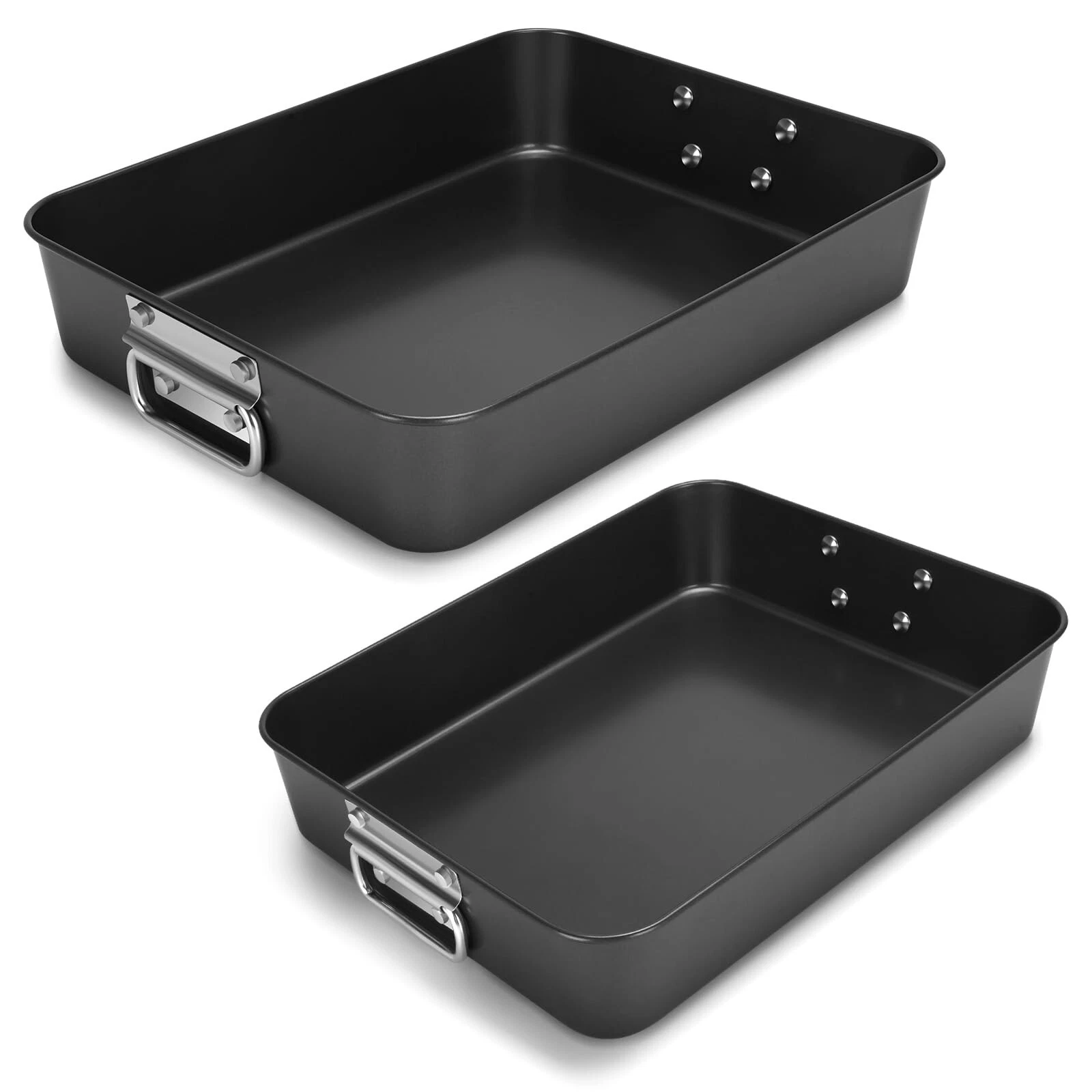 Lasagna Pan 3 Inch Deep, 2 Pcs 13.7"16" Baking Pan for Oven, Roasting Pans wi...