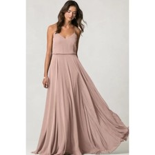 Jenny Yoo Womens 0 Pink Sleeveless Blouson Inesse Chiffon Bridesmaid Maxi Dress