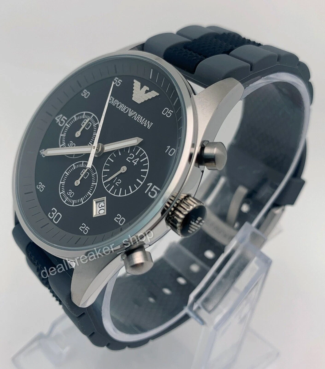 EMPORIO ARMANI Sportivo AR5866 Black Grey Silicone Strap 42mm