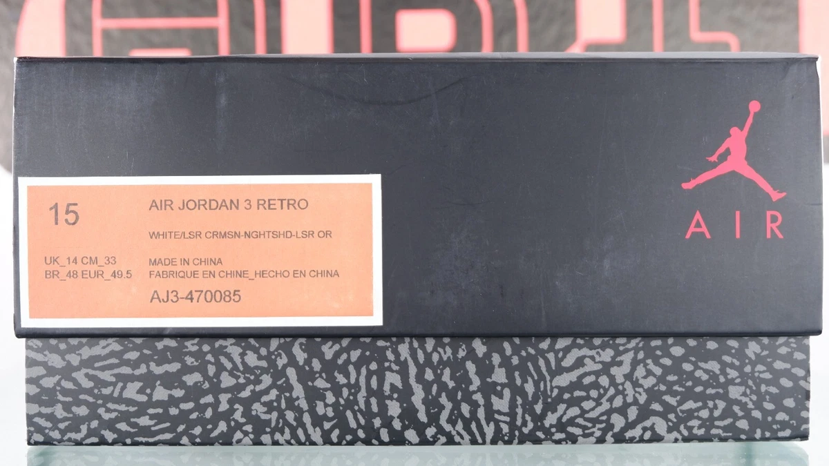 NEW Nike Air Jordan 3 III Retro Solefly Lotto SAMPLE Size 15 White Red  Sneaker