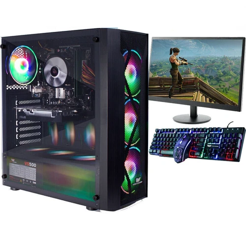 Fast Gaming PC Computer SET Monitor Quad Core i5 16GB 1TB Win 10 2GB GT710