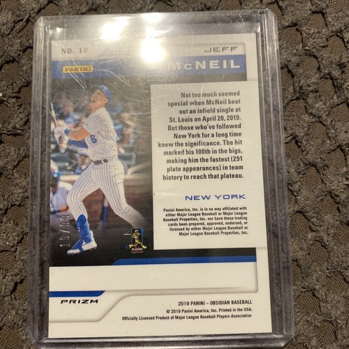 2019 Panini Chronicles Obsidian Electric Etch Purple /99 Jeff McNeil Rookie RC - Picture 2 of 3