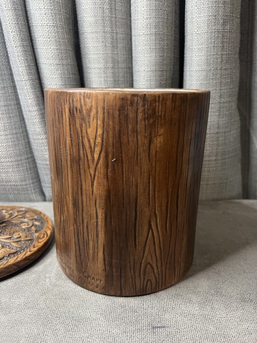 Vintage Treasure Craft Barattolo Farina Anni 60 Ceramica Pera Marrone Legno Grana USA - Foto 10 di 15