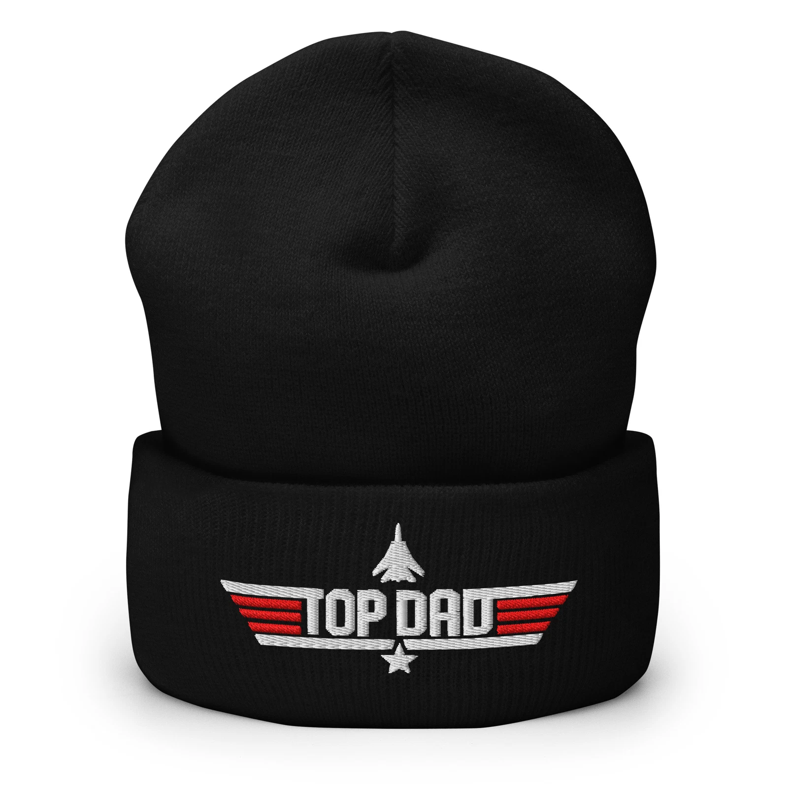 Top Dad Aviator Embroidered Cuffed Beanie Hat – Fighter Jet Edition