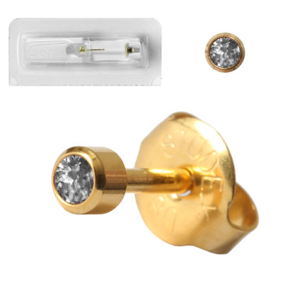 1 Erstohrstecker 750er Gelbgold mit April Kristall 2-3mm