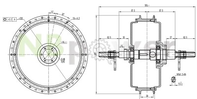 QS205 48-72V 5000W 170MM dropout 50H BLDC hub motor wheel with