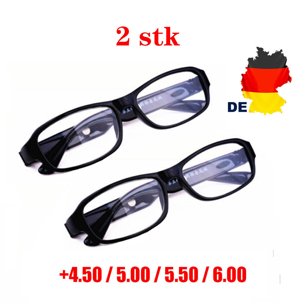 2x Lesebrillen Dioptrien 4.5 5.0 5.5 6.0 DamenHerren Lesen Sehhilfe Brille