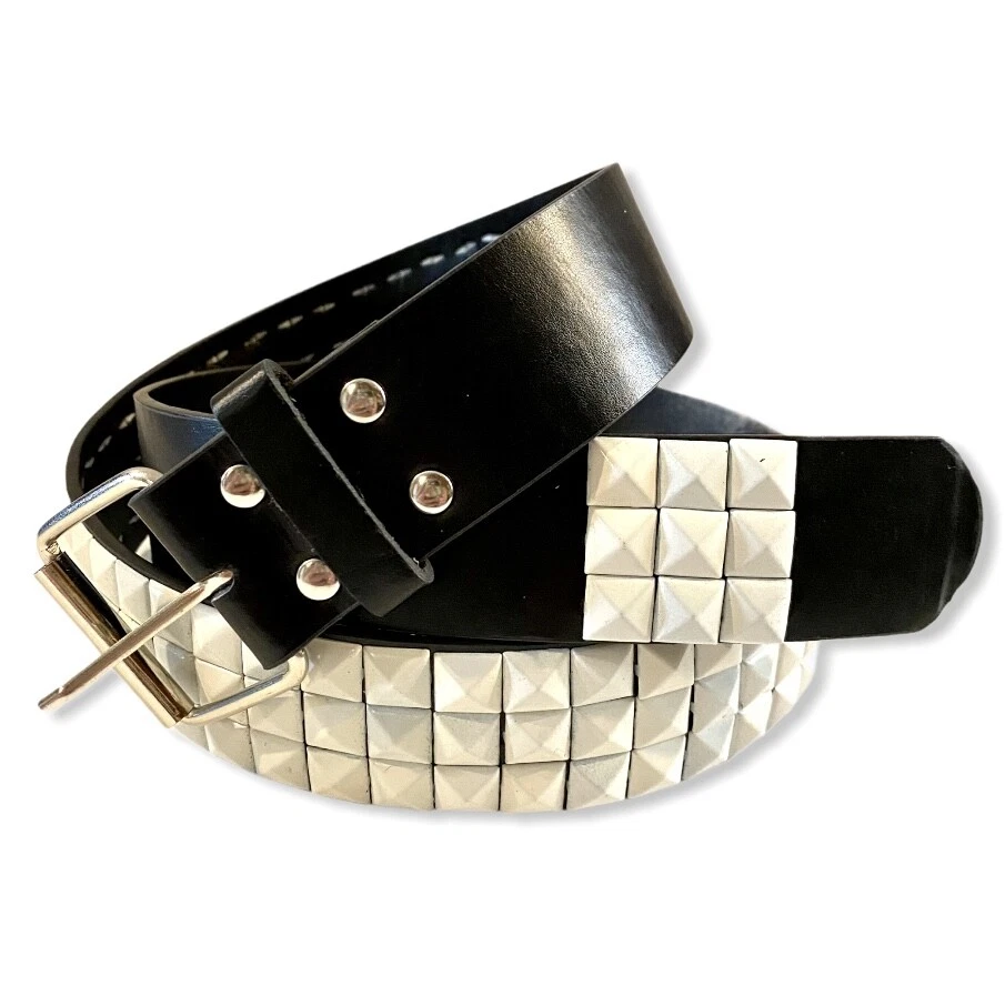 Leather Studded White Belts for Men for sale | eBay