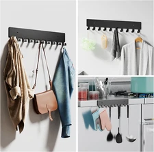 Key Holder With 10 Hooks Wall Mounted Self Adhesive Rack Keys Storage Organizer