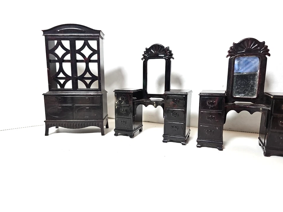 老式理想娃娃屋客厅卧室家具和装饰8件 — 第 4/4 张图片