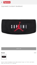 Supreme New York X Jordan Headband FW24 Brand New Authentic Black Red