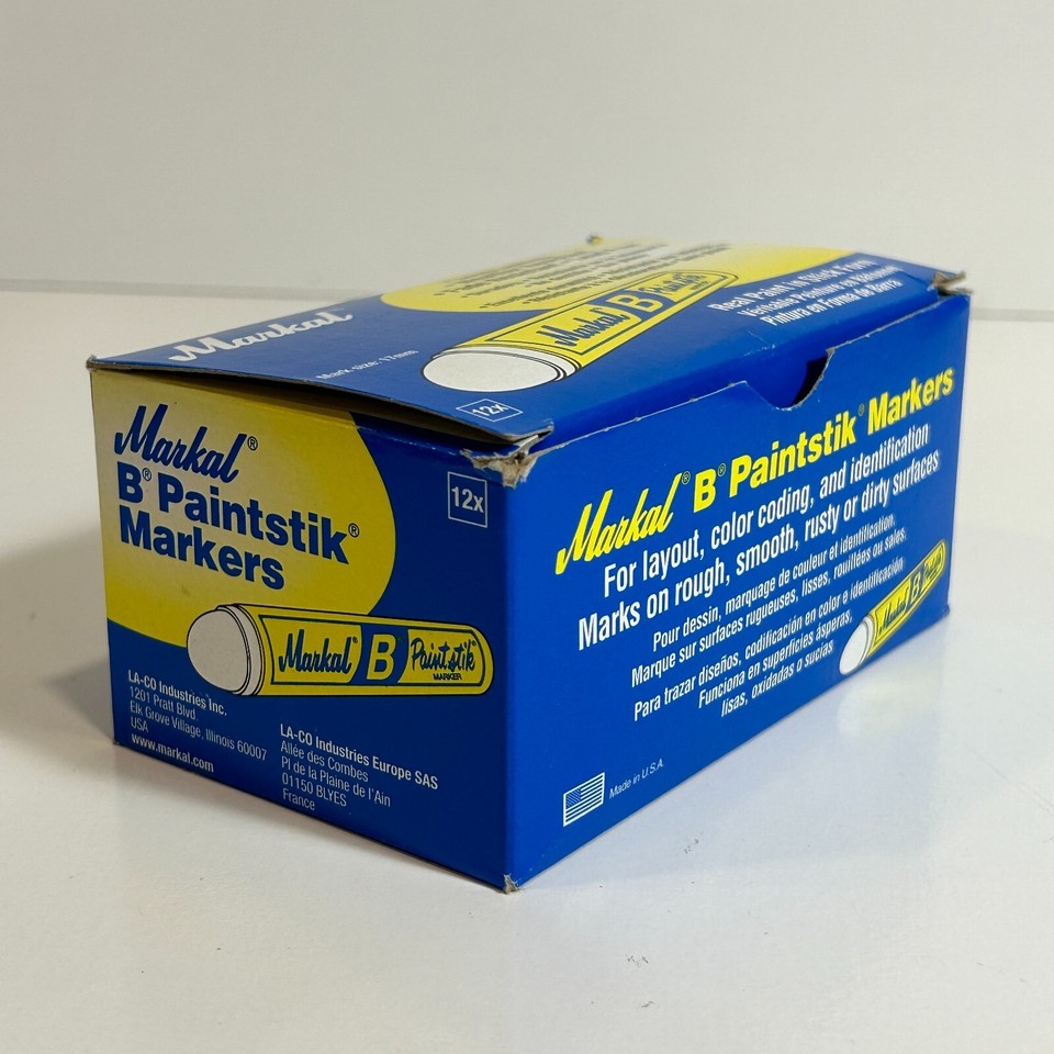 Box of 12 Markal B Yellow Tire Chalk Paint Sticks Crayon Surface Marker