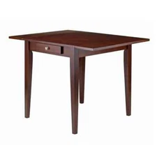 Rectangle Double Drop Leaf Folding Dining Table Solid Wood Walnut Kitchen Space