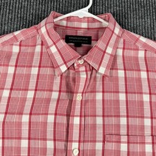 Banana Republic Shirt Mens Large Red Plaid Long Sleeve Button Down Slim Fit