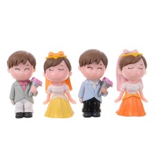 2 paia statuine cake topper ornamenti velo sposi per matrimonio