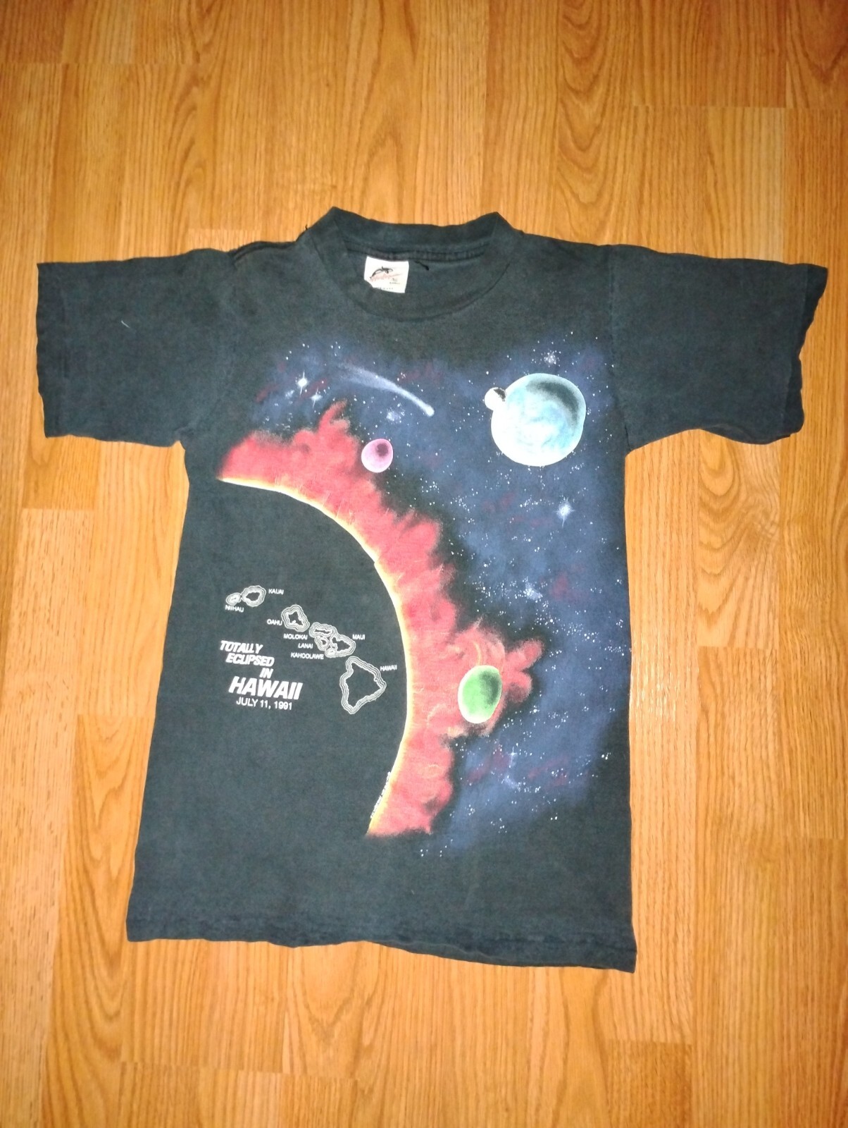 vintage 1991 Peter Kull Hawaii Solar Eclipse planets t shirt size small