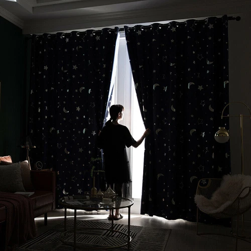 1 pieza cortinas de ventana oscuras estrella habitación aislamiento térmico niño dormitorio decoración regalo - Imagen 4 de 22
