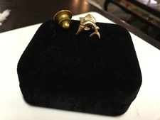 Vintage Rare Men's Estate signed 14k Yellow Gold Sailfish stick pin Tie tack