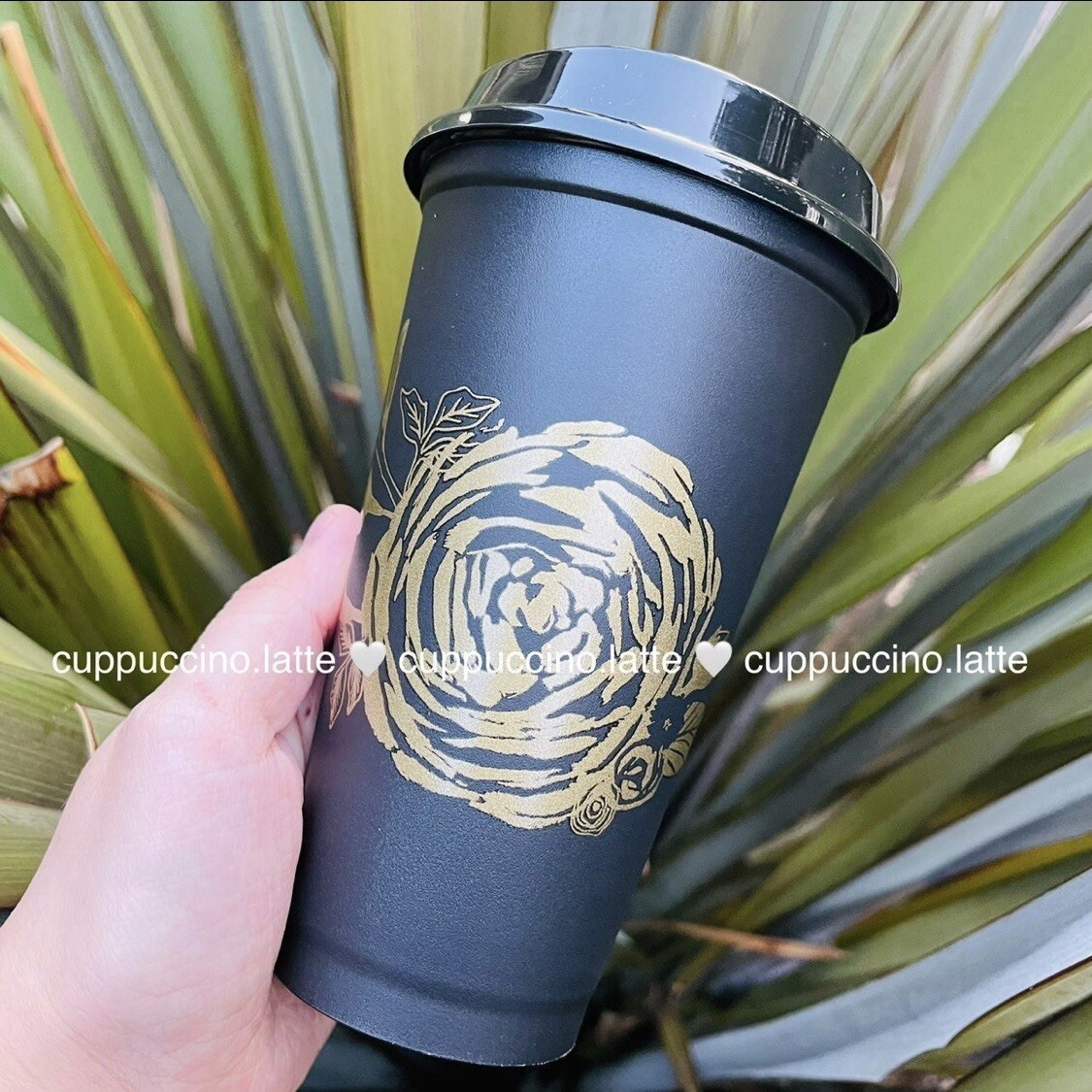 NEW Starbucks 2021 Fall Black & Gold Rose Reusable Hot Cup | eBay