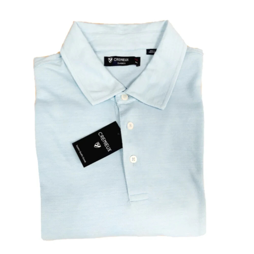 7950 МУЖСКАЯ РУБАШКА ПОЛО CREMIEUX С КОРОТКИМ РУКАВОМ ИЗ ПЛОТНОГО ХЛОПКА ЛАЗУРНОГО ЦВЕТА XL 6590₽