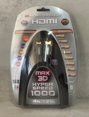 Monster Cable 1000 Max 3D Hyper Speed HDMI Cable 4 Ft 21 Gbps 4 feet long